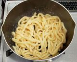 パスタソースと黄身でコクうま明太うどん作り方2写真