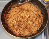 鯖缶とマッシュルームのトマトソースパスタ作り方10写真