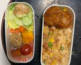 レンジ中華風梅トマトシーフード炒飯弁当作り方16写真