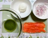 簡単ランチ！サーモンブラータの冷製パスタ作り方1写真