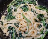 簡単☆ほうれん草の明太クリームうどん♩作り方7写真