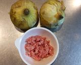 新玉ねぎの肉みそかけ作り方1写真