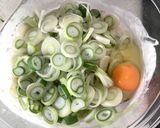 白ねぎでピリ辛キムチチーズのお好み焼き作り方2写真