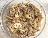 ワンボールレンジ、豚肉と蓮根の梅肉蒸し！作り方3写真