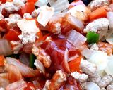 エスニック風パプリカとピーマンのひき肉丼作り方3写真