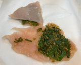 鶏ささみの大葉&青唐辛子味噌はさみ焼き作り方2写真