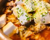 豚こまぎれ肉のトマト缶キムチーズ鍋作り方3写真