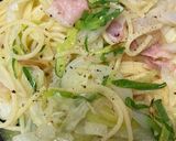 ねぎ、玉ねぎ、キャベツのペペロンチーノ作り方7写真