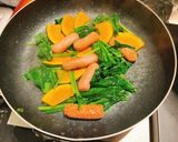 かぼちゃとほうれん草のクリームパスタ作り方4写真