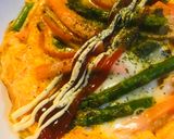 アスパラと魚肉ソーセージのオムレツ仕立て作り方3写真