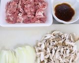 コク旨♡豚こまときのこのオイバター炒め作り方1写真