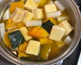 大根とかぼちゃ、こうや豆腐の煮物作り方3写真