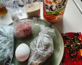 豚ひき肉とニラと卵と海老で！栄養満点中華風パスタ作り方1写真