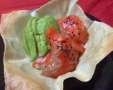 サーモンとアボカド丼(春巻きの皮の器作り方8写真