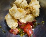 簡単！唐揚げのトマト高菜和え作り方2写真