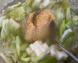 味噌汁　ねぎとキャベツとちくわぶ作り方5写真