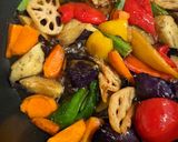 豚こまと彩野菜の黒酢あんかけ作り方8写真