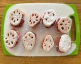 豚こま肉で蓮根のはさみ焼き♩作り方3写真