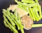かぼちゃとアスパラの粒マスタード焼き作り方2写真