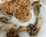 れんこん、焼きねぎ、きのこ入り揚げ出し豆腐作り方1写真