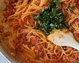 椎茸入りバジルトマトミートスパゲティ作り方7写真