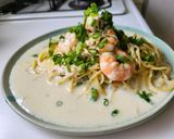 冷凍えのきで！海老味噌豆乳クリームパスタ作り方9写真