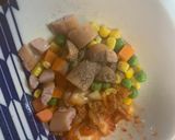 レンジ簡単クリーミー洋風ガパオ味炒飯弁当作り方4写真