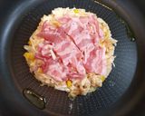 節約簡単昼食！豚厚揚げコーンキャベツ焼き作り方8写真