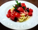 ひな祭り　トマトとビーツの冷製パスタ作り方5写真