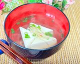 🍃しょうが香る✨豆腐の白だしお吸い物作り方3写真