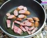 緑の夏野菜とフランクフルトのピリ辛パスタ作り方2写真