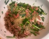 ひき肉とニラと卵の炒め物作り方1写真