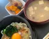納豆生卵かつお節ほうれん草のお醤油うどん作り方6写真