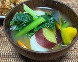 さつまいもとかぼちゃ、根菜のお味噌汁　秋だね作り方6写真