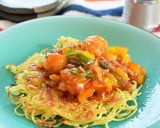 カリフラワーの麻婆風炒めを焼きそばにのせてみた♪作り方5写真
