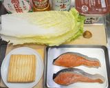 鮭と厚揚げと白菜の味噌煮作り方1写真
