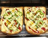 簡単時短ランチ☆かぼちゃ玉ねぎの彩り野菜トースト作り方9写真