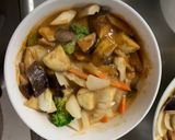肉無チクワクリーミー梅トマト味野菜炒め作り方18写真