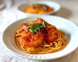 市販のソース活用！海老トマトスパゲティ作り方6写真
