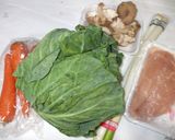 野菜炒め♪簡単レシピ鶏むね肉キャベツ椎茸作り方1写真