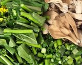 舞茸とアスパラ菜のミルクスープ作り方1写真