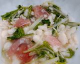 簡単！作り置き生ハムと水菜の山かけサラダ作り方5写真