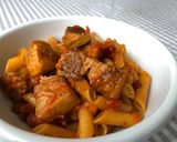 塩豚と豆のトマト煮込み風パスタ作り方6写真