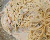 三種のサーモンたらこクリームパスタ作り方8写真