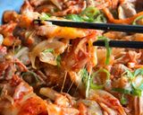 【居酒屋風♪とろ～り旨辛】豚こまキムチーズ焼き作り方7写真