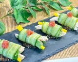 きゅうりで巻く鶏むね＆梅の彩り和風ロール作り方10写真