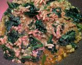 簡単★法蓮草と挽肉の焼きうどん作り方3写真