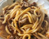 簡単10分☆人気旨辛ラム肉うどん☆レンジ作り方2写真