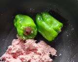 夏の夕飯！豚ひき肉とピーマンだけの肉詰め作り方4写真