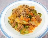 キャベツとブロッコリーの豚キムチ作り方4写真